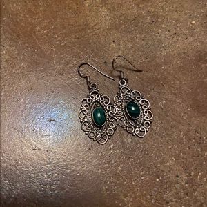 Silver and malachite earrings